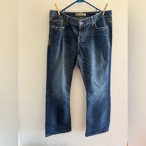 BKE Women's Boot Cut Jeans - Dark Blue 34x31.5